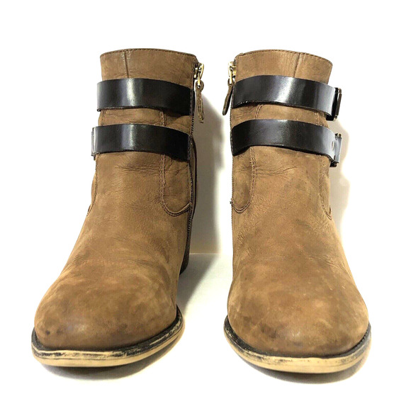 Franco Sarto Linden 2 Womens 11 Ankle Boot Brown Leather Bootie Strap Buckle - Picture 7 of 13